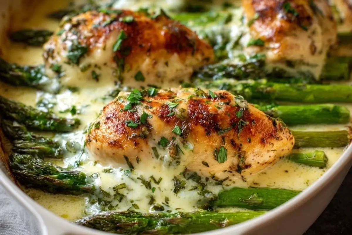 Creamy Baked Chicken and Asparagus