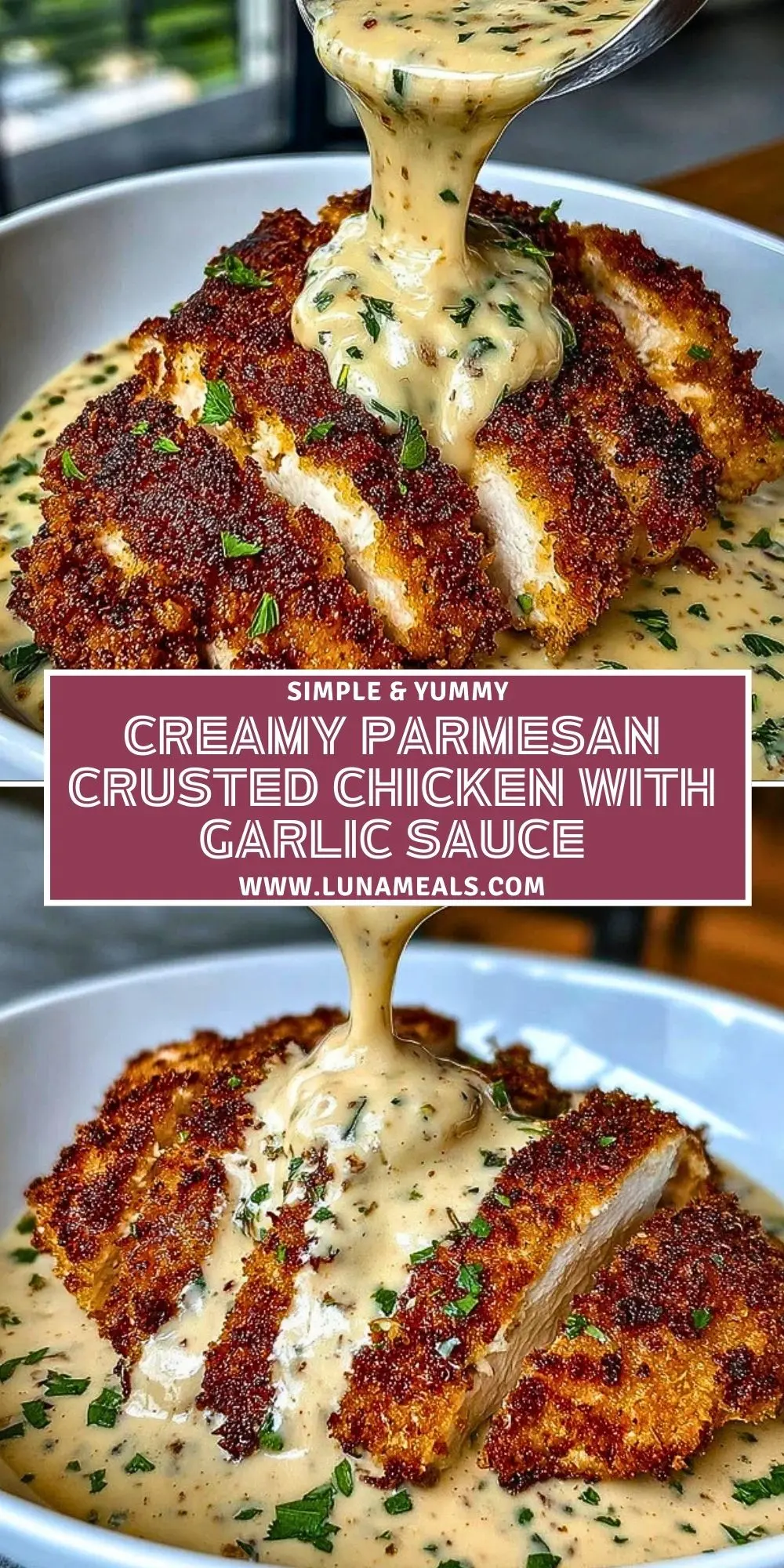Creamy Parmesan Crusted Chicken with Garlic Sauce (2)