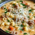Creamy Parmesan Italian Sausage Ditalini Soup