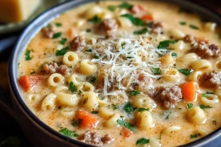 Creamy Parmesan Italian Sausage Ditalini Soup