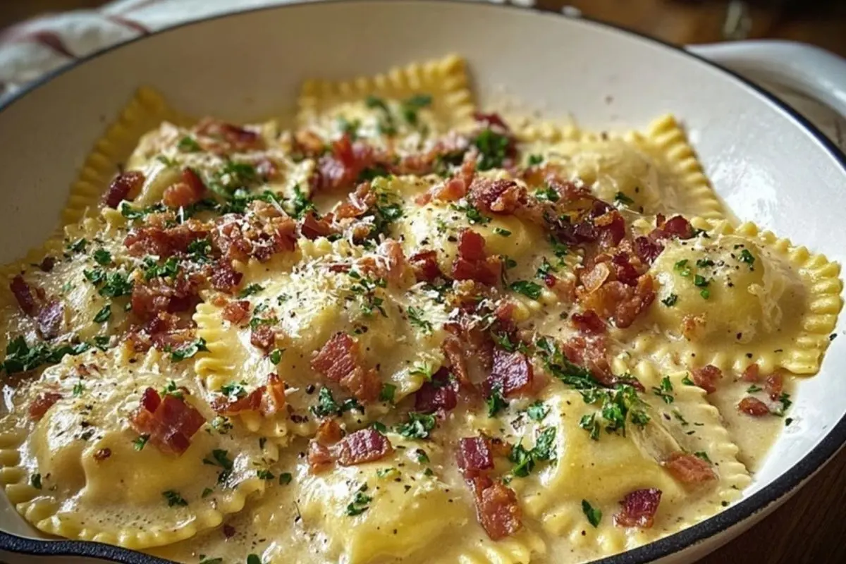Easy Olive Garden-Inspired Ravioli Carbonara