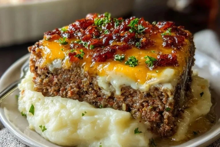 Meatloaf with Mashed Potatoes and Cheese