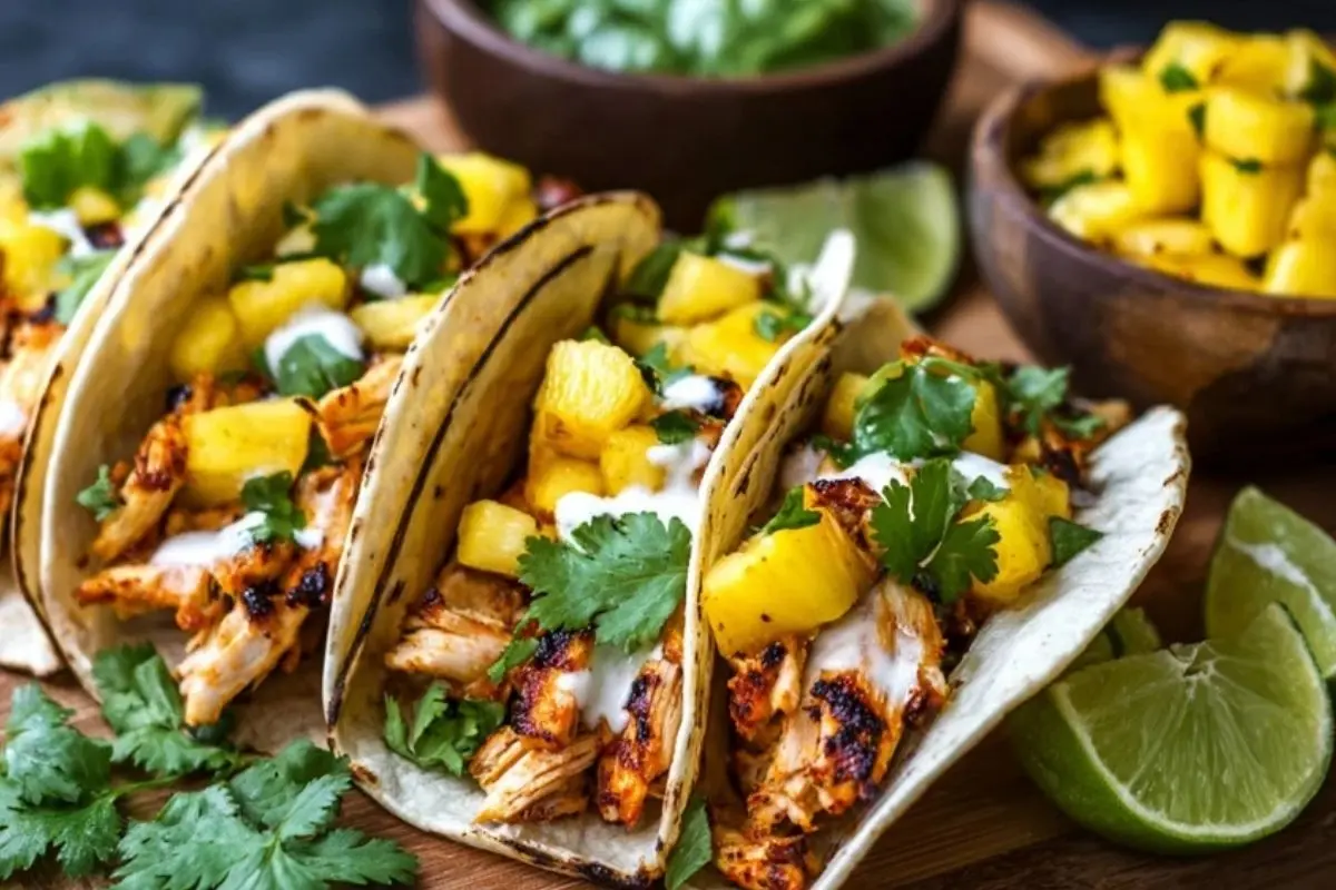 One Pan Chicken and Pineapple Tacos