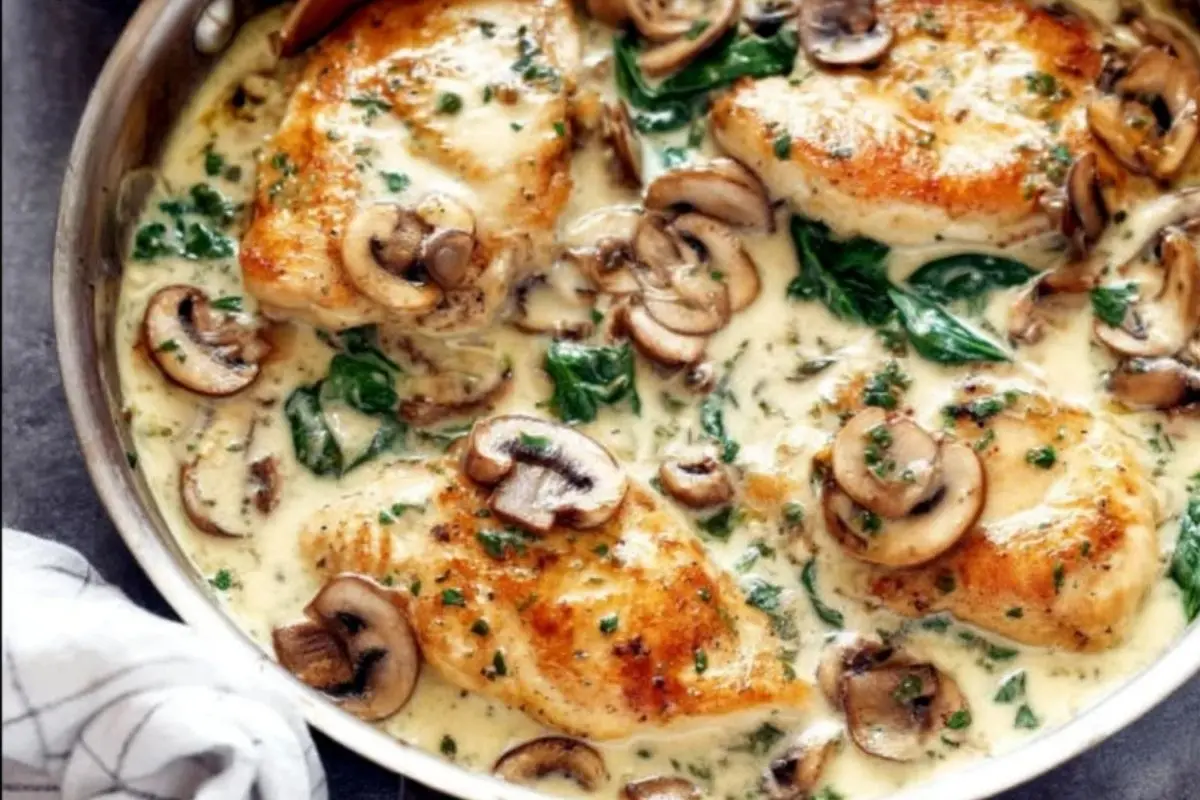 One-Pan Creamy Parmesan Garlic Mushroom Chicken