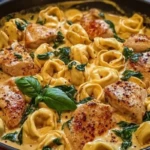 One Pot Spicy Garlic Butter Chicken Tortellini