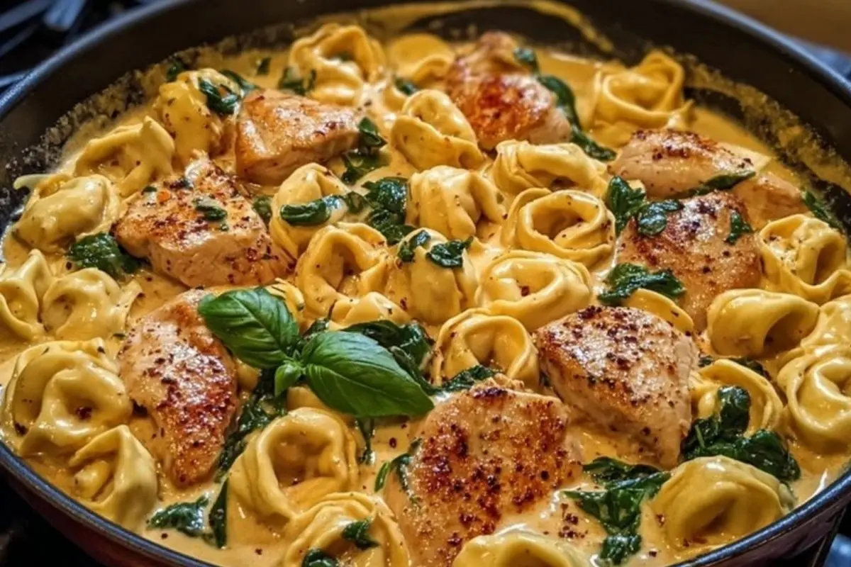 One Pot Spicy Garlic Butter Chicken Tortellini