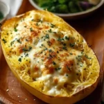 Roasted Spaghetti Squash With Alfredo Sauce and Cheese