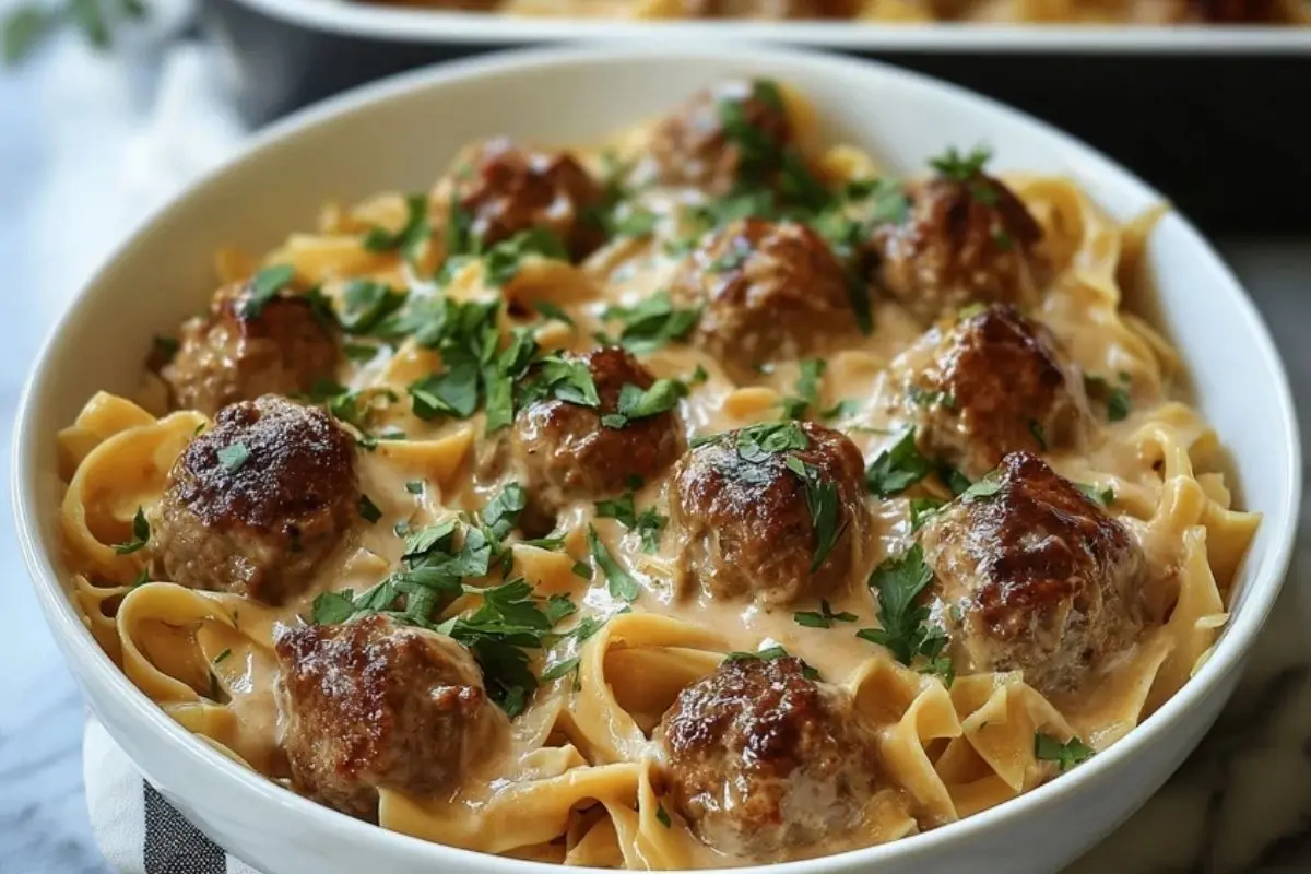Swedish Meatball Noodle Bake