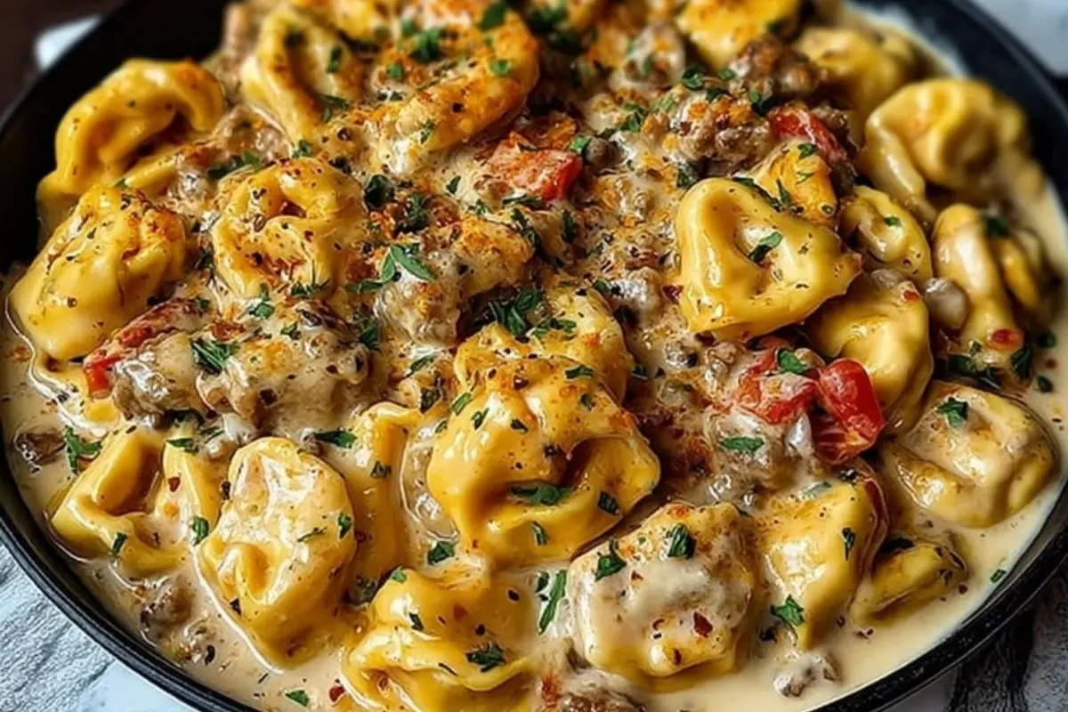 The Best Loaded Cajun Alfredo Tortellini Skillet Recipe