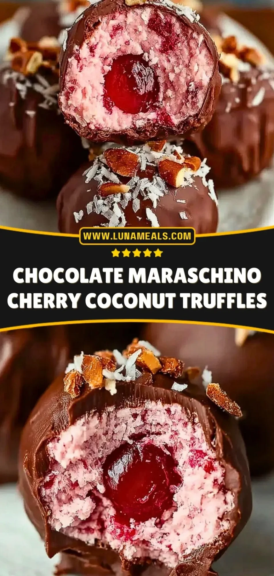 Chocolate Maraschino Cherry Coconut Truffles (3)