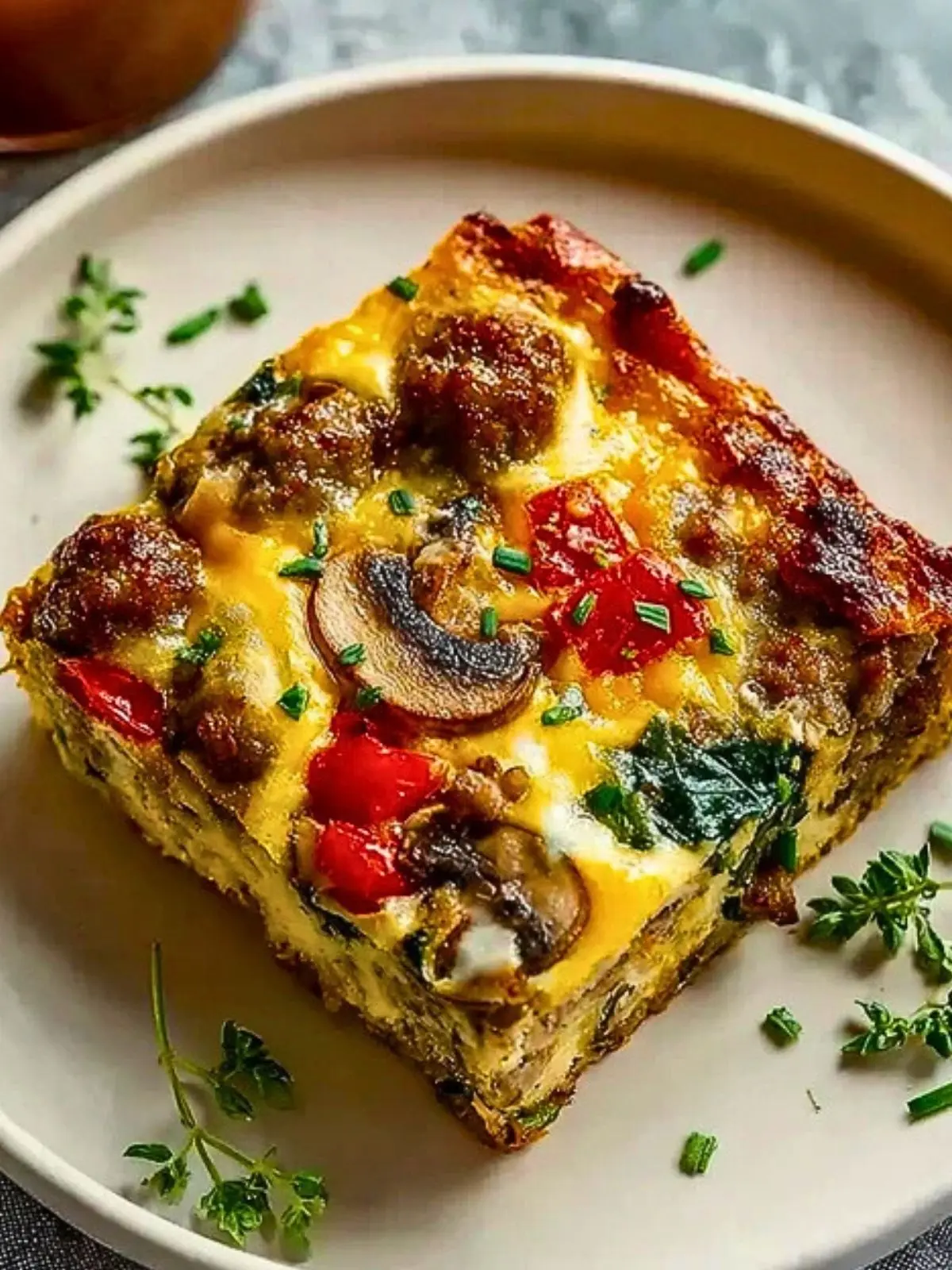Hearty Sausage Spinach Mushroom Egg Bake (1)