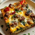 Hearty Sausage Spinach Mushroom Egg Bake
