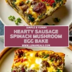 Hearty Sausage Spinach Mushroom Egg Bake (2)