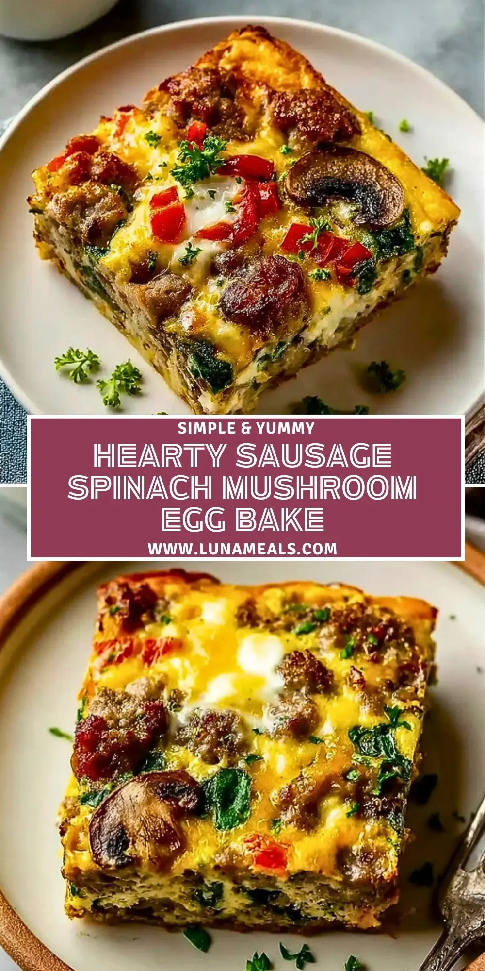 Hearty Sausage Spinach Mushroom Egg Bake (2)