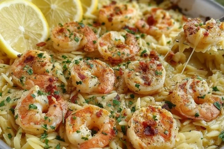 Lemon Garlic Shrimp Orzo