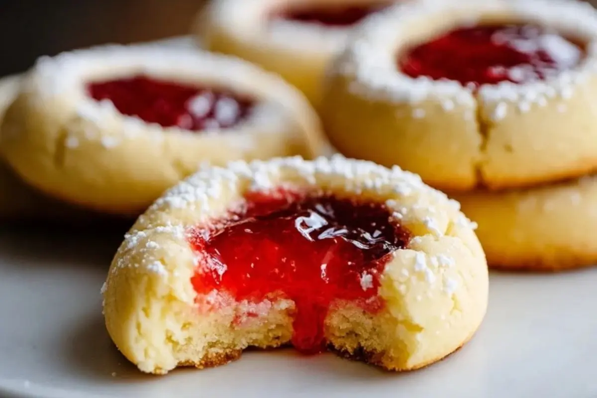 Christmas Thumbprint Cookies with Raspberry Jam