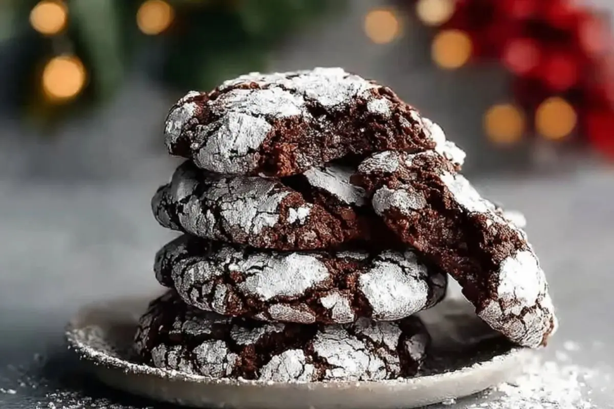 Perfect Double Chocolate Crinkle Cookies