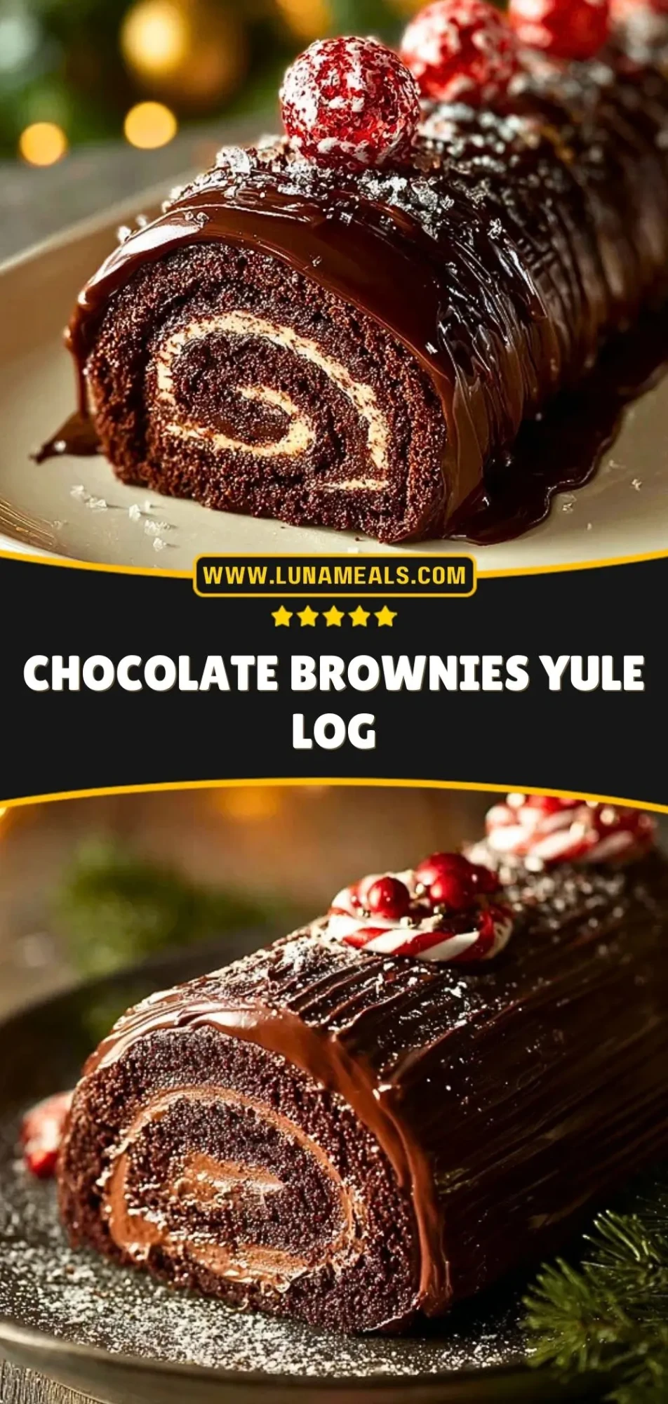Chocolate Brownies Yule Log (3)