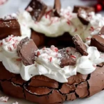 Chocolate Peppermint Christmas Pavlova Wreath Dessert