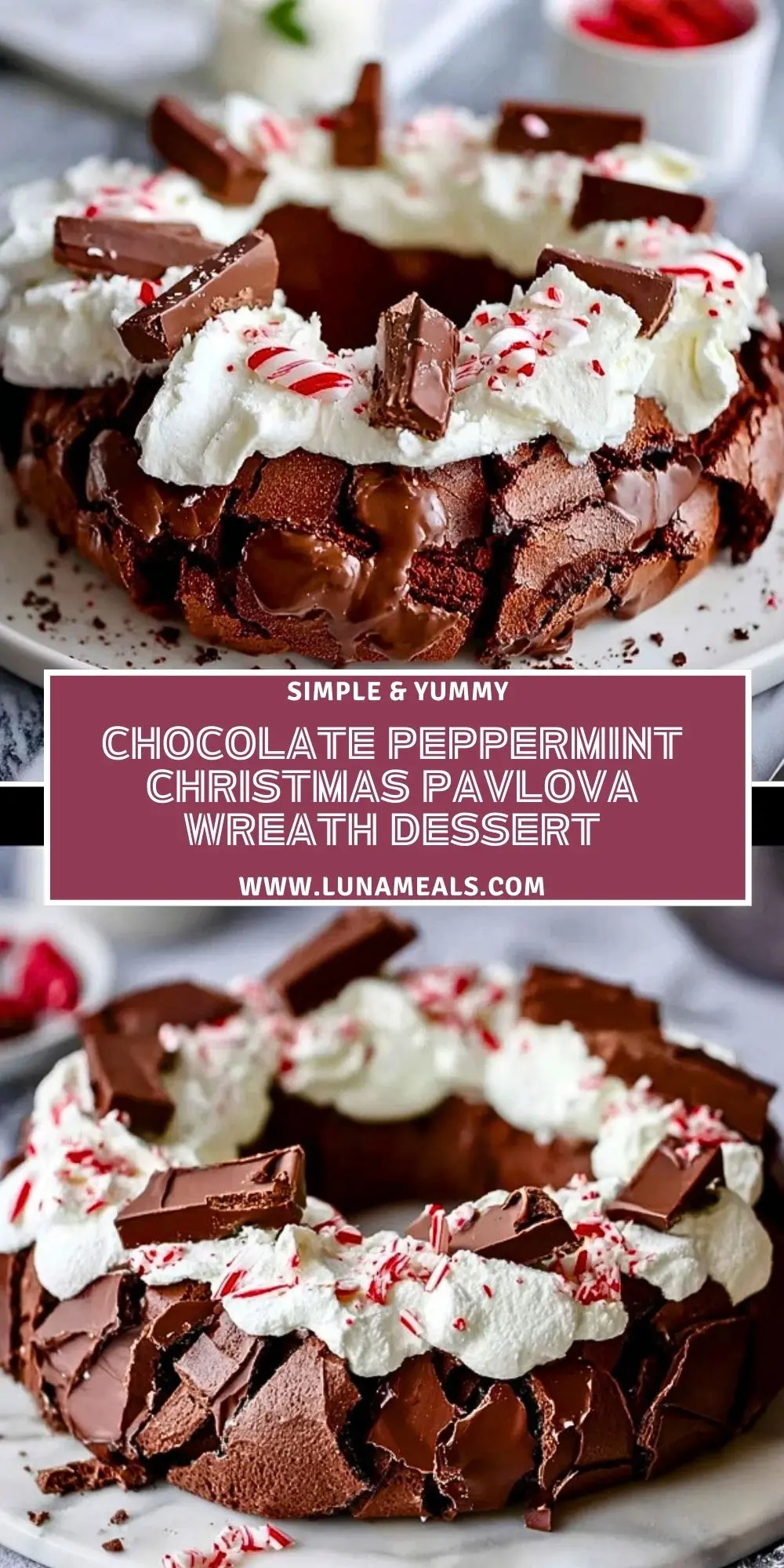 Chocolate Peppermint Christmas Pavlova Wreath Dessert (2)