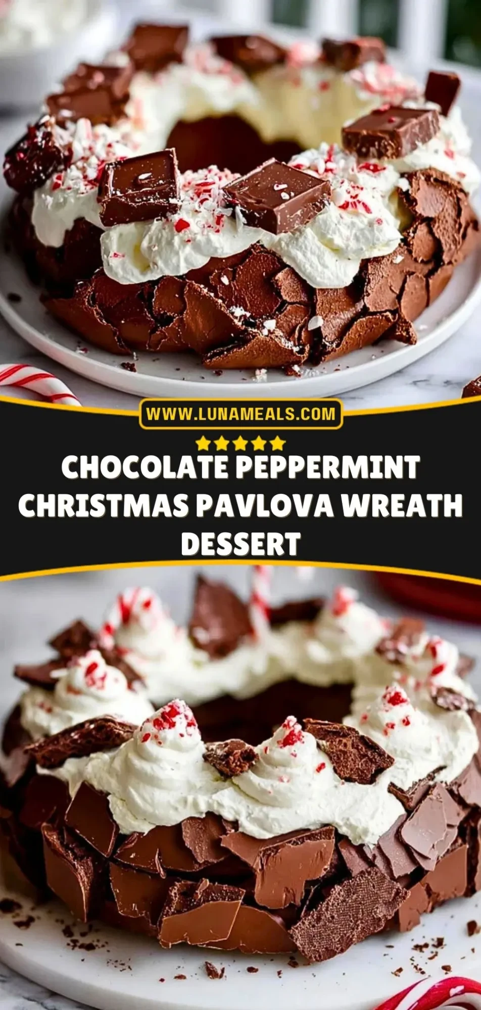 Chocolate Peppermint Christmas Pavlova Wreath Dessert (3)