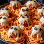 Spooky Spaghetti & Cheesy Monster Meatballs