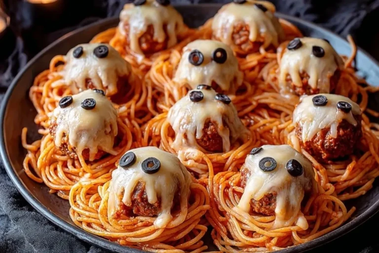 Spooky Spaghetti & Cheesy Monster Meatballs