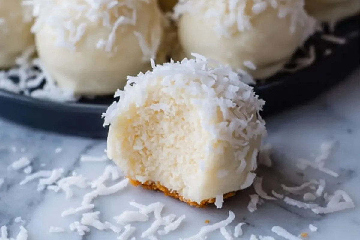 Coconut Snowball Cheesecake Bites