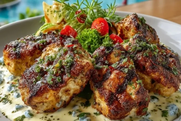 Grilled Chicken Bites with Creamy Garlic Sauce