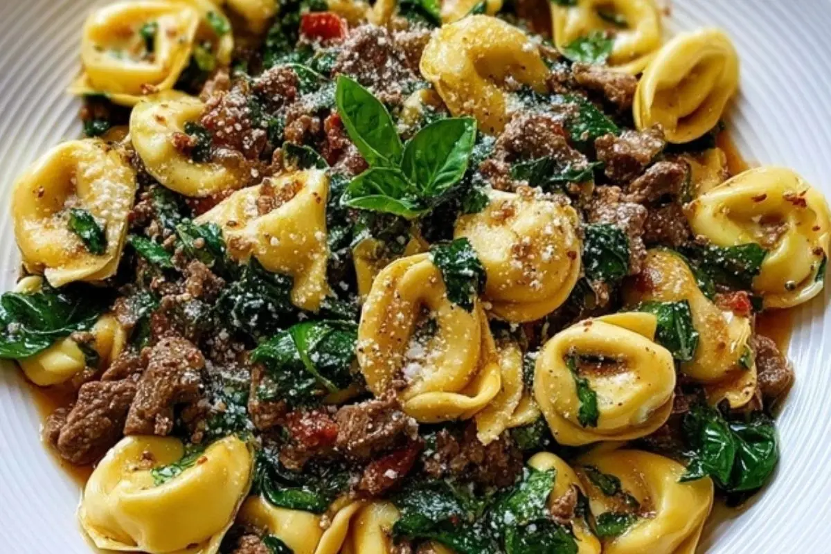 Savory Garlic Butter Beef and Spinach Tortellini