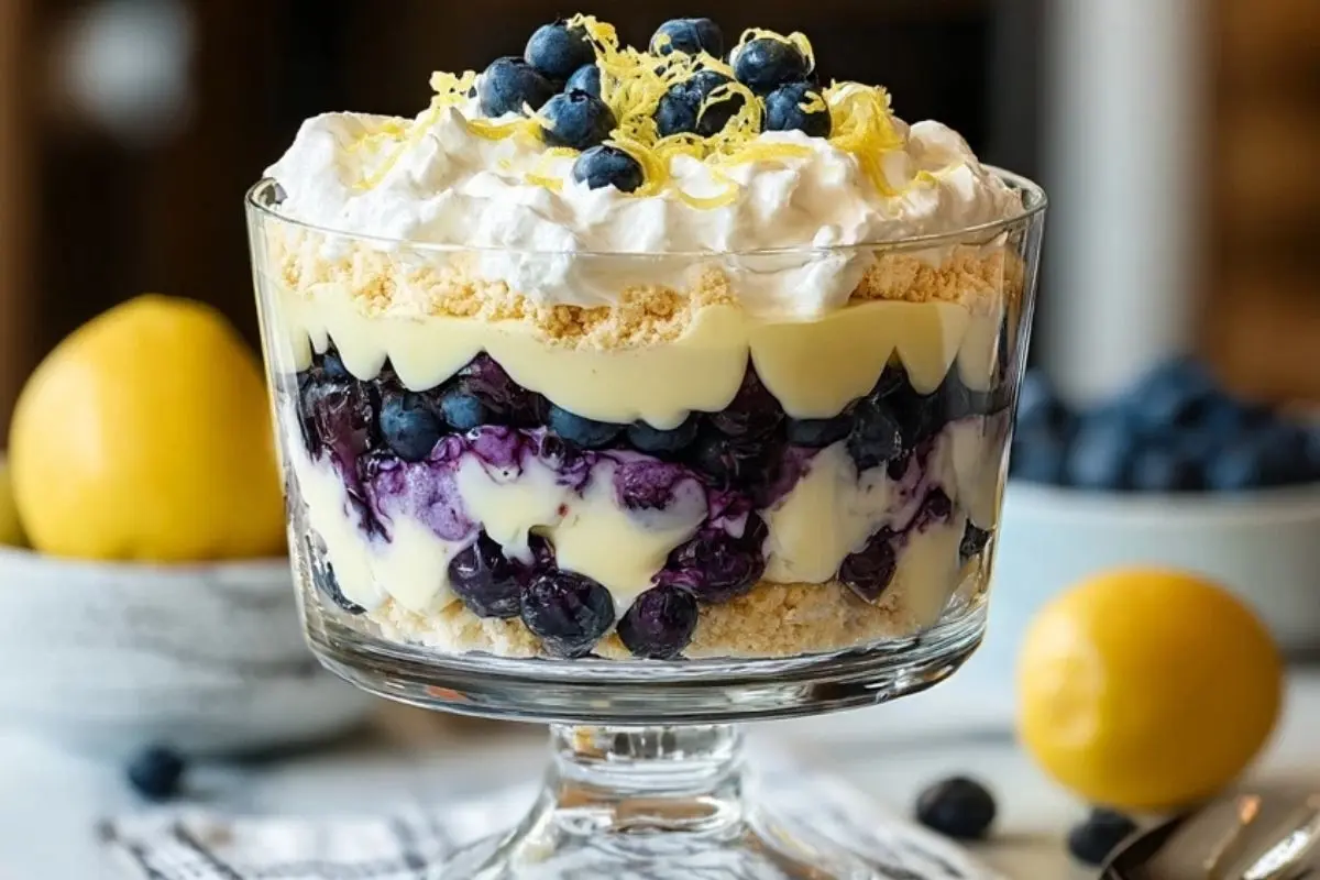 Easy Lemon Blueberry Cheesecake Trifle