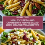 Healthy Feta and Cranberry Penne Salad with Orange Vinaigrette (2)