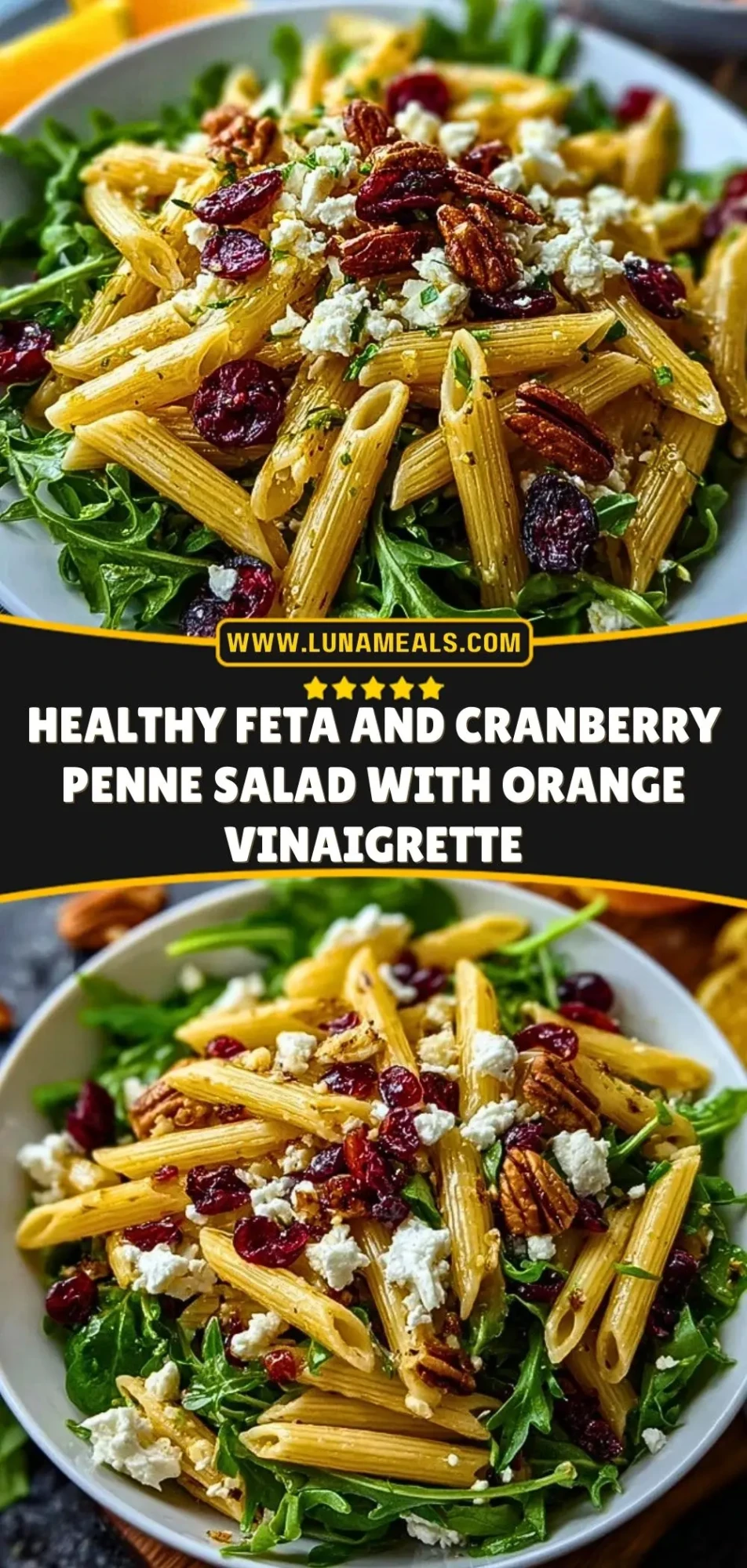 Healthy Feta and Cranberry Penne Salad with Orange Vinaigrette (3)