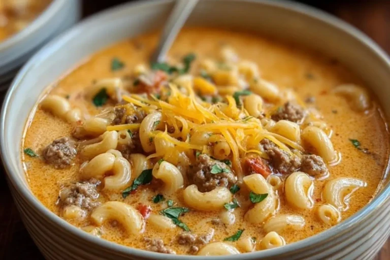 One-Pot Macaroni Cheeseburger Soup