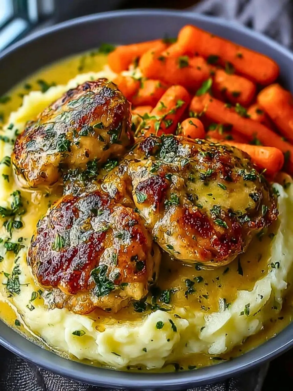 Creamy Herb Chicken Thighs with Carrots & Mash (1)