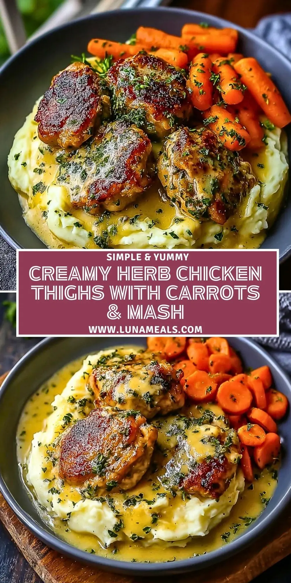 Creamy Herb Chicken Thighs with Carrots & Mash (2)