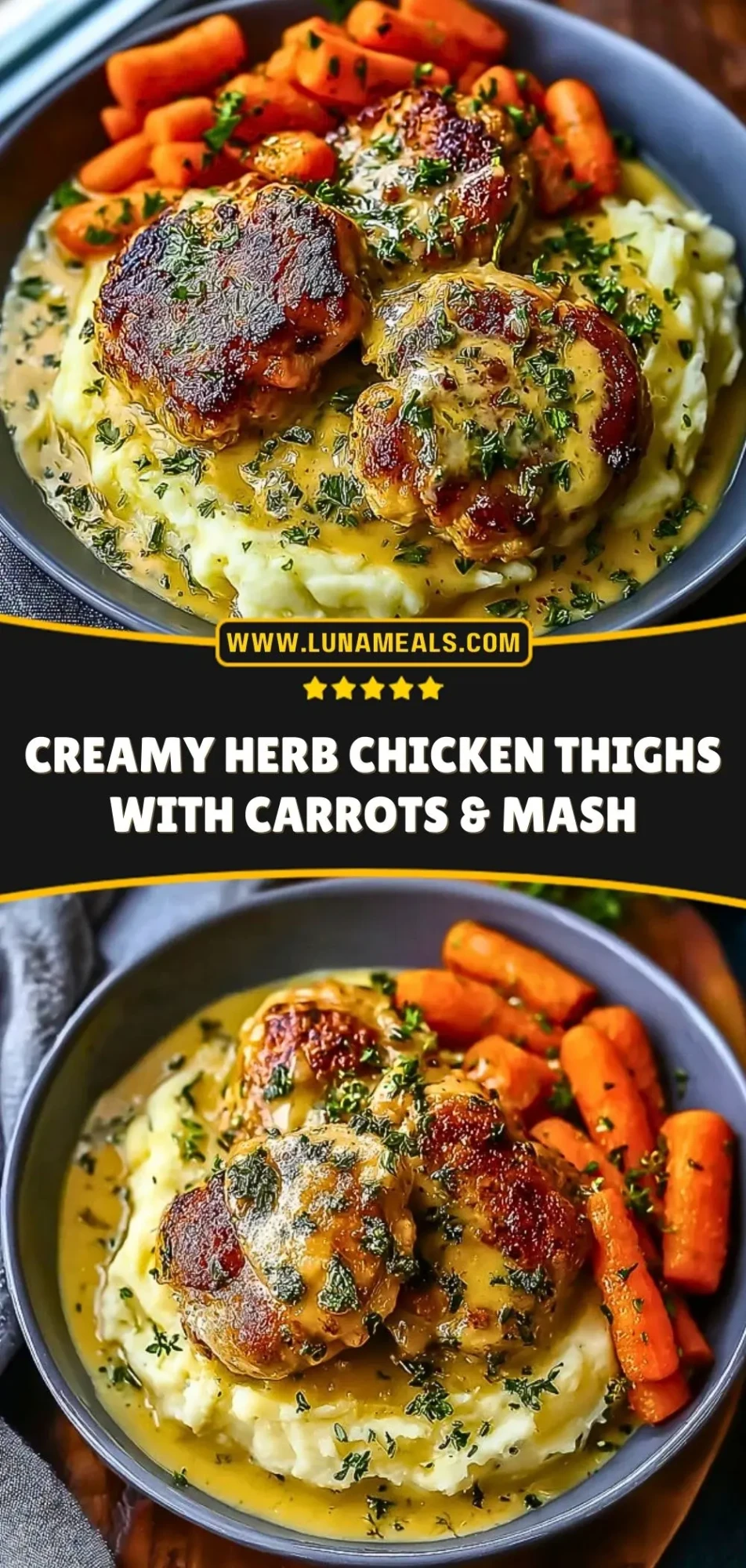 Creamy Herb Chicken Thighs with Carrots & Mash (3)
