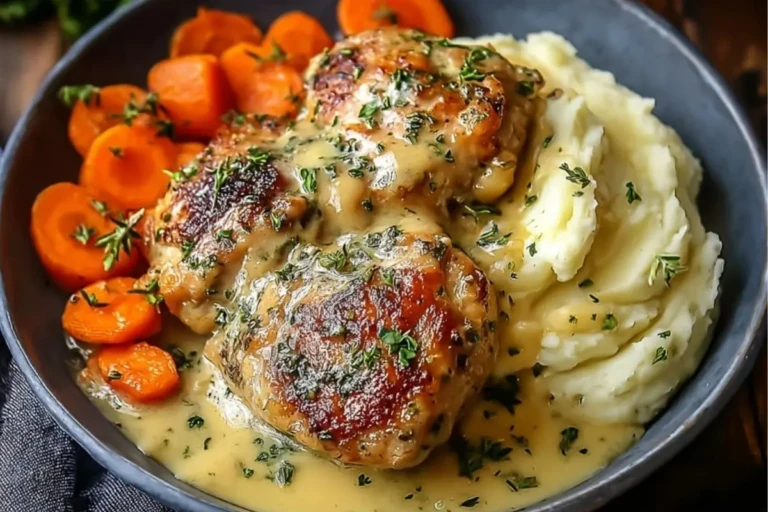 Creamy Herb Chicken Thighs with Carrots & Mash