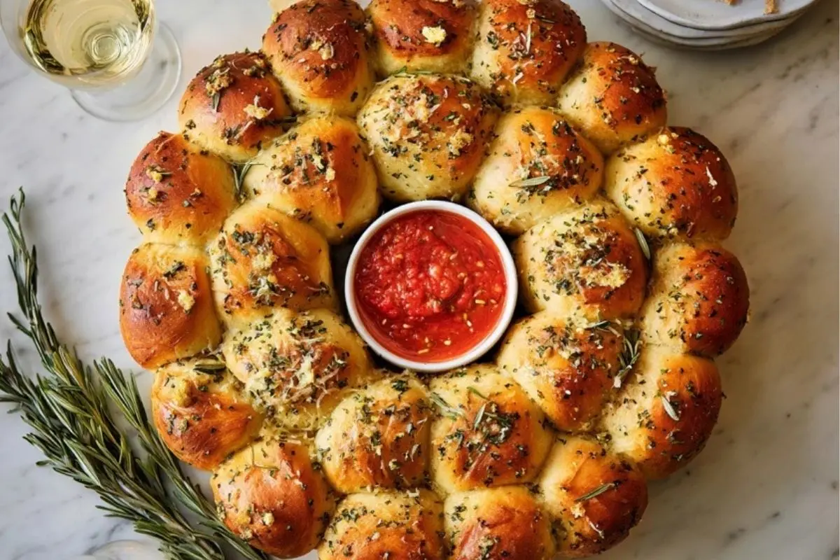 Pull Apart Garlic Bread Wreath (1)