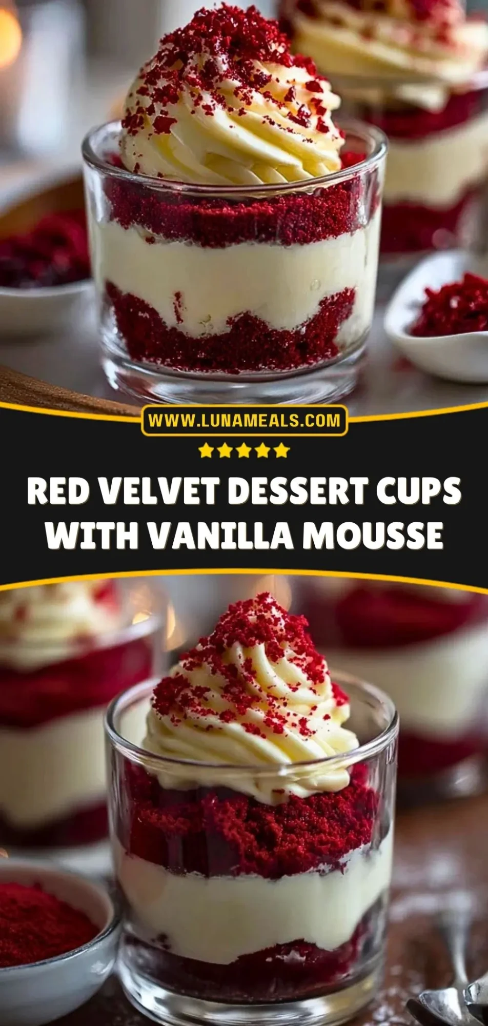 Red Velvet Dessert Cups with Vanilla Mousse (3)