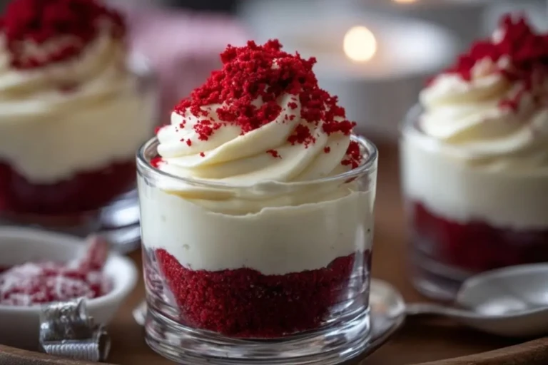 Red Velvet Dessert Cups with Vanilla Mousse
