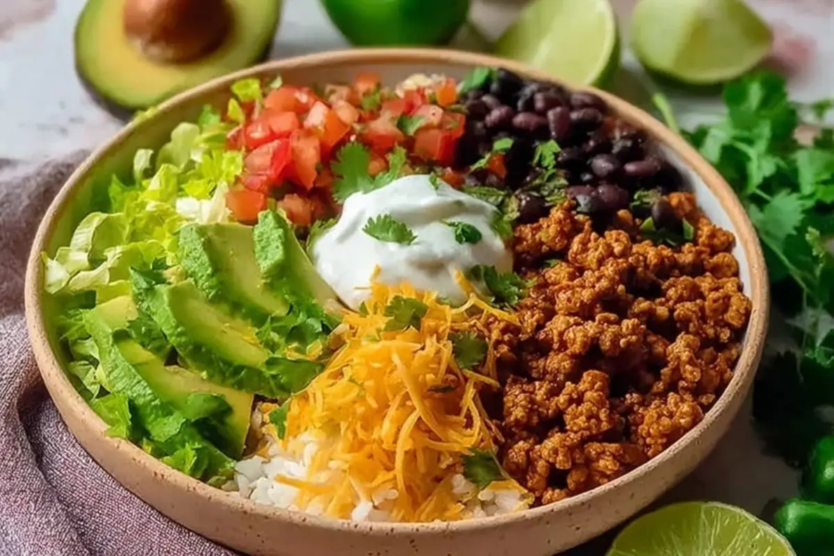 Healthy Ground Turkey Tacos Bowl