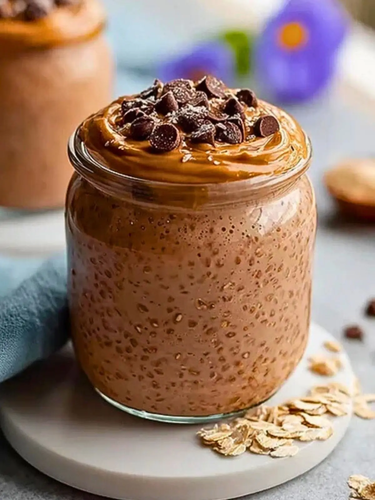 High Protein Chocolate Peanut Butter Overnight Oats (1)