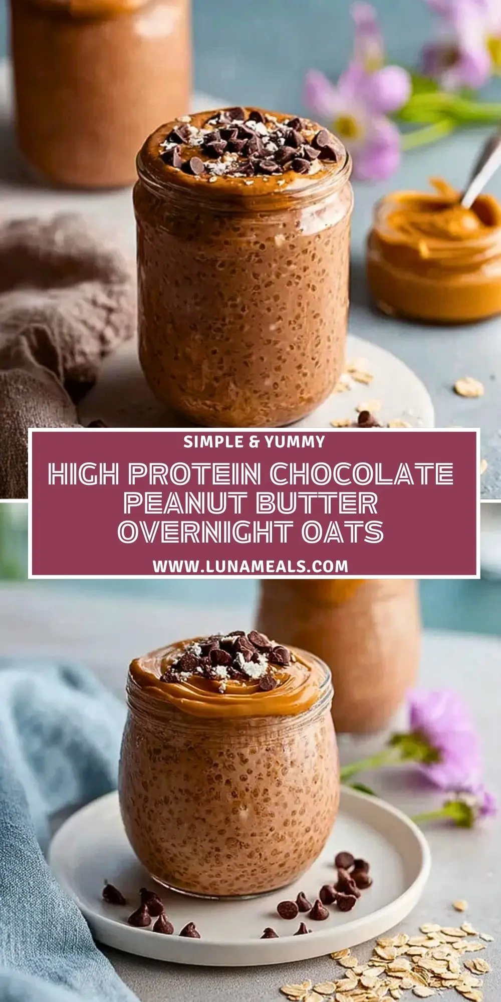 High Protein Chocolate Peanut Butter Overnight Oats (2)
