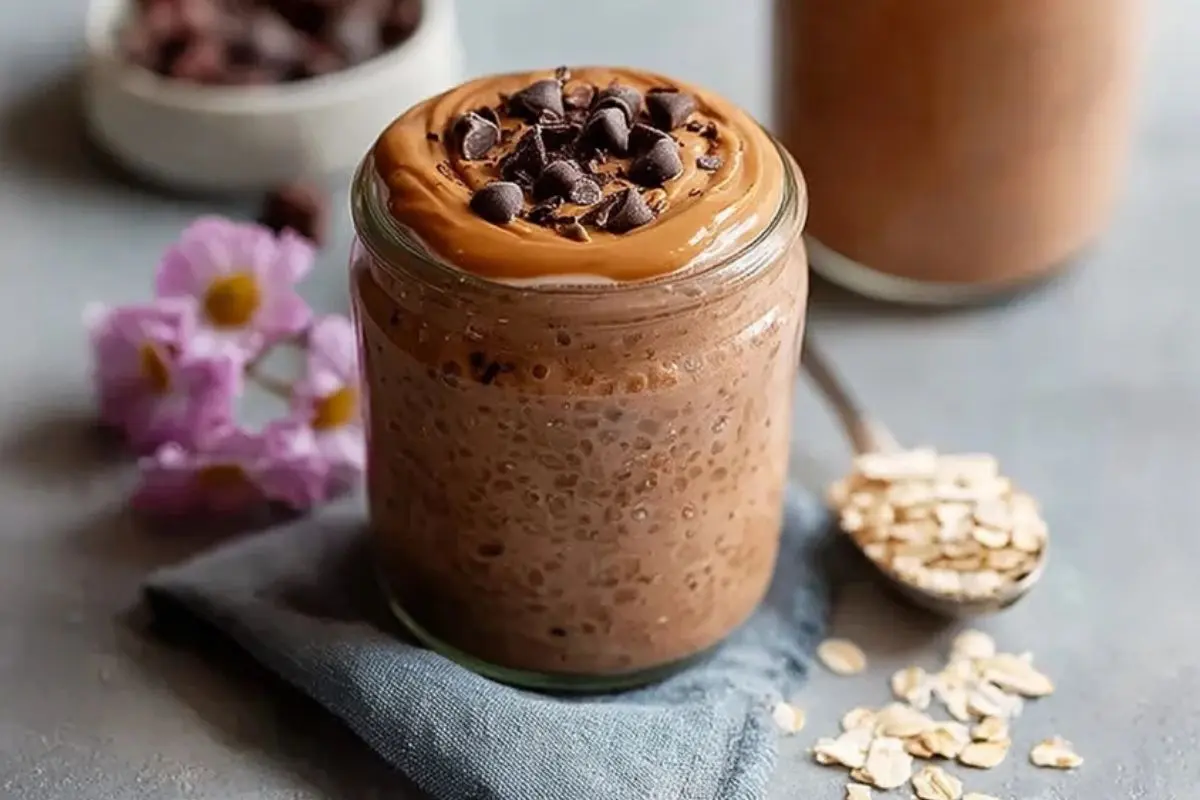 High Protein Chocolate Peanut Butter Overnight Oats