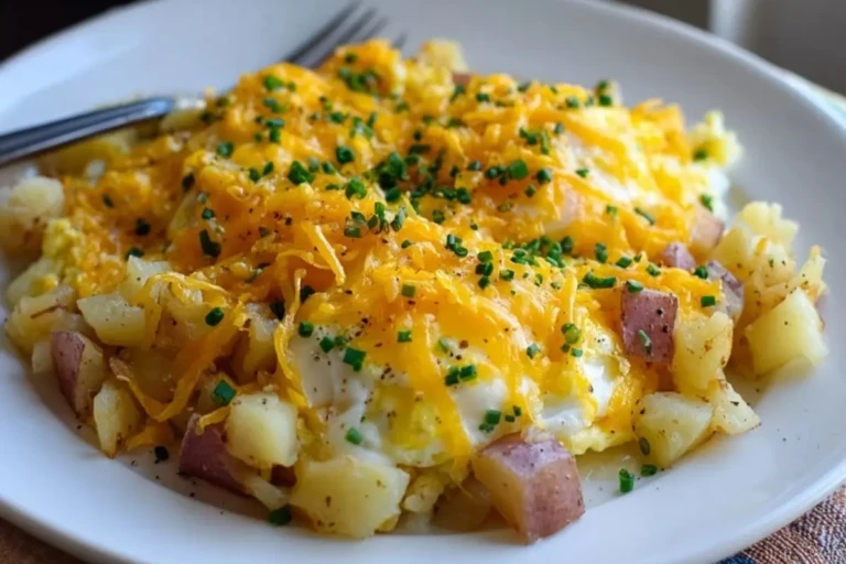 Cheesy Potato Egg Scramble