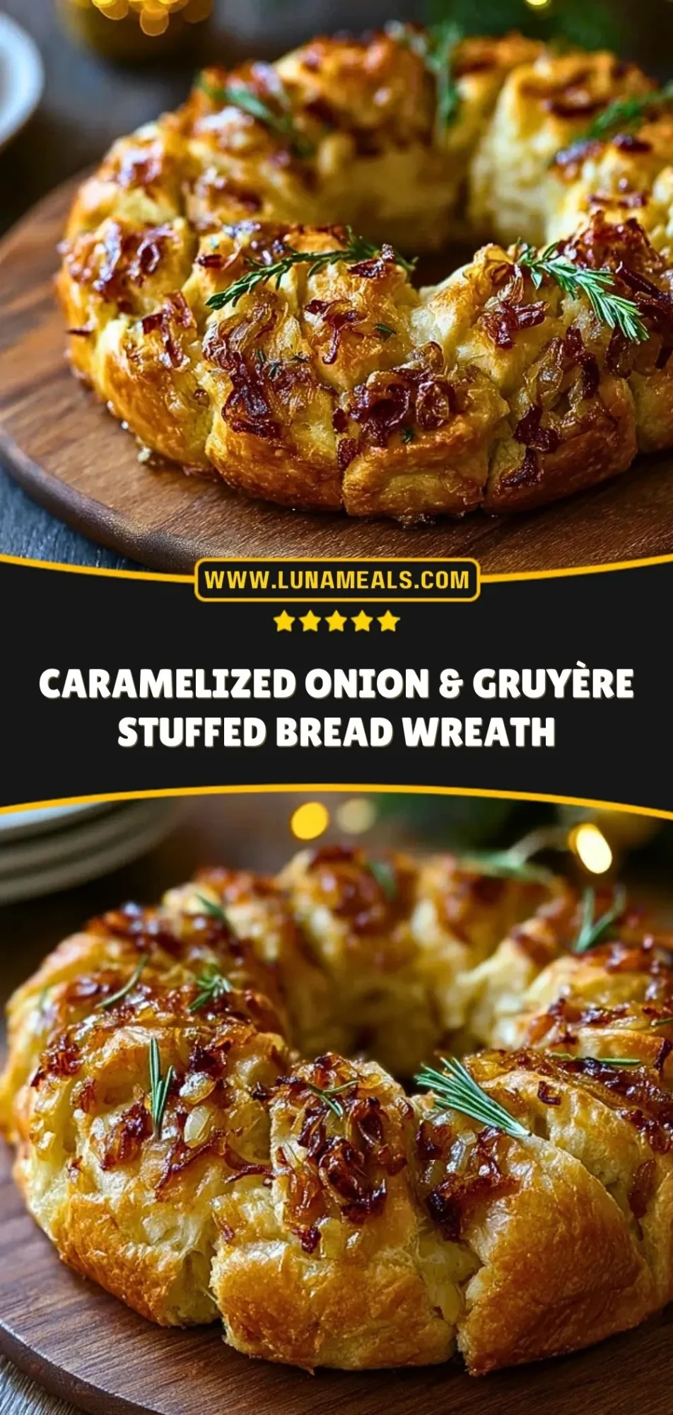 Caramelized Onion & Gruyère Stuffed Bread Wreath (3)