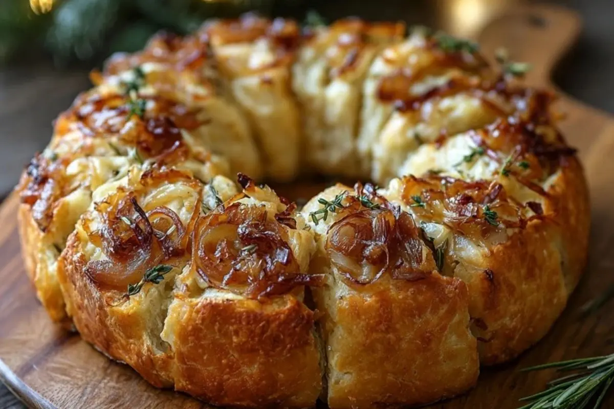 Caramelized Onion & Gruyère Stuffed Bread Wreath