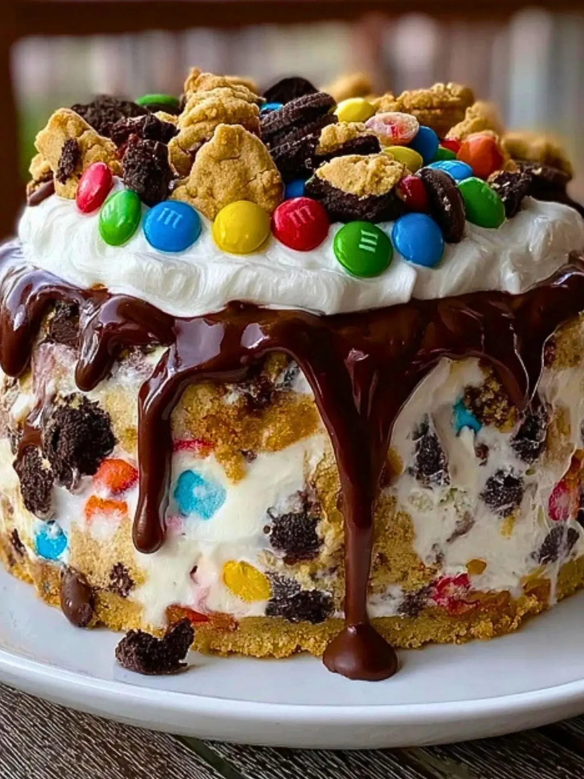 Decadent Chocolate M&M's and Chocolate Chip Cookie Dough Ice Cream Cake (1)