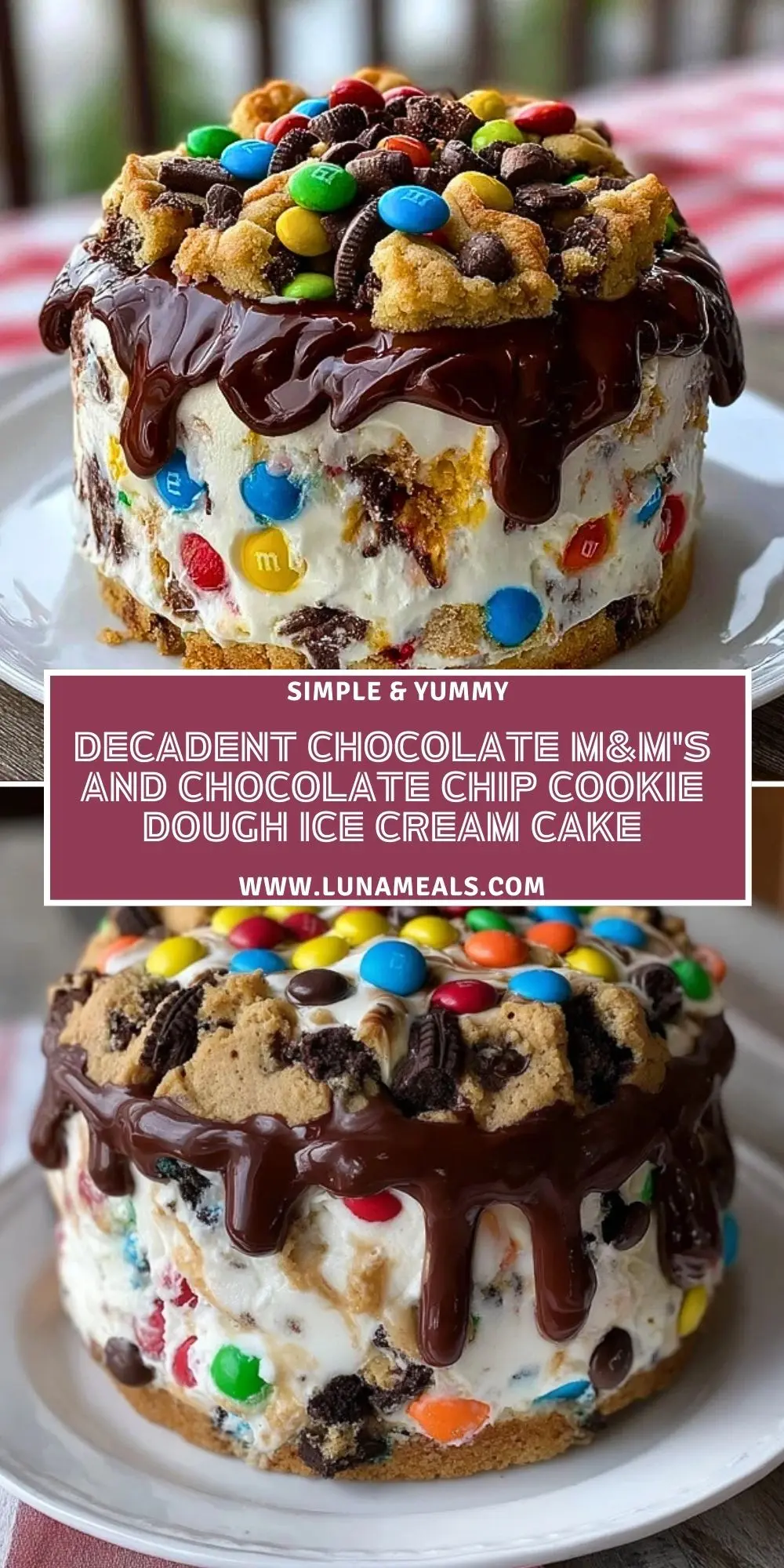 Decadent Chocolate M&M's and Chocolate Chip Cookie Dough Ice Cream Cake (2)